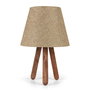 Opviq Lámpara de Mesa AYD-637, Pantalla PVC, Patas Madera Haya, Beige y Marrón, 22x33 cm